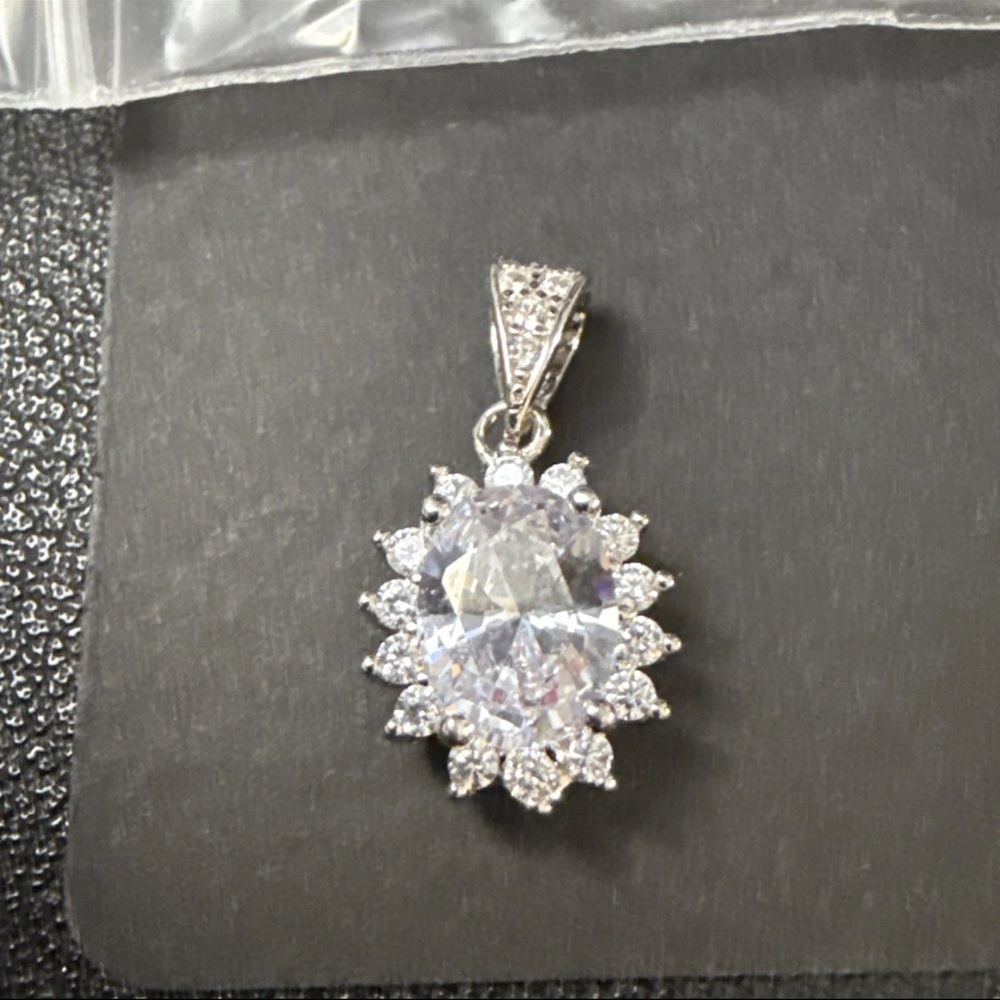New WT- Bella Fizz .925  Sterling Silver, Lab Created CZ Pendant. SRV $180 #46